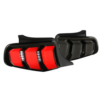 Spec-D® - Driver and Passenger Side Glossy Black/Smoke Sequential Fiber Optic LED Tail Lights