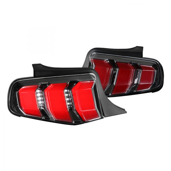 Spec-D® - Pearl Black Sequential Fiber Optic LED Tail Lights, Ford Mustang