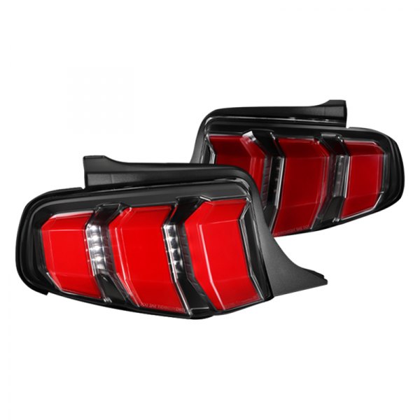 Spec-D® - Black Fiber Optic LED Tail Lights, Ford Mustang