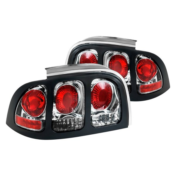 Spec-D® - Chrome/Red Factory Style Tail Lights, Ford Mustang