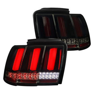 Spec-D® - Driver and Passenger Side Gloss Black/Red Sequential Fiber Optic LED Tail Lights