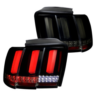 Spec-D® - Driver and Passenger Side Gloss Black/Smoke Sequential Fiber Optic LED Tail Lights