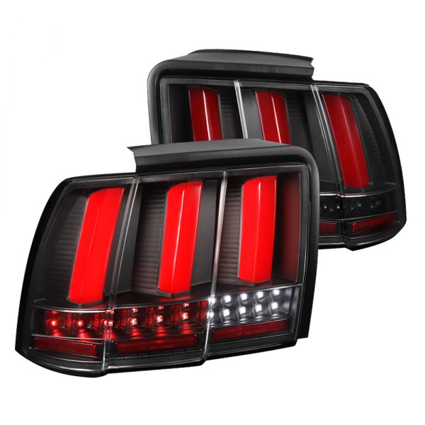 Spec-D® - Black Sequential Fiber Optic LED Tail Lights, Ford Mustang