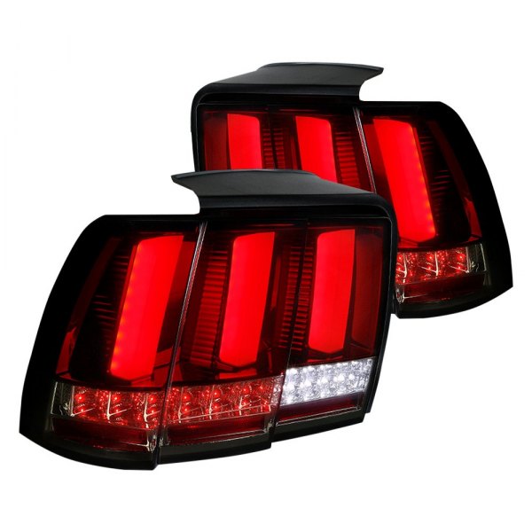 Spec-D® - Chrome/Smoke Sequential Fiber Optic LED Tail Lights, Ford Mustang