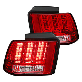 Spec-D® - Driver and Passenger Side Chrome/Red Sequential Fiber Optic LED Tail Lights
