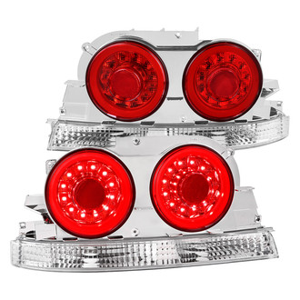 Spec-D® - Driver and Passenger Side Chrome/Red Fiber Optic LED Tail Lights