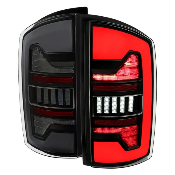 Spec-D® - Matte Black/Smoke Fiber Optic LED Tail Lights, Dodge Ram