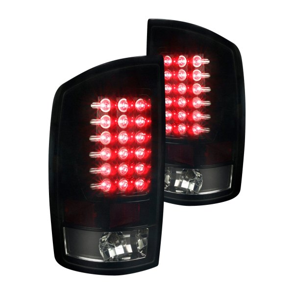 Spec-D® - Gloss Black/Smoke LED Tail Lights, Dodge Ram