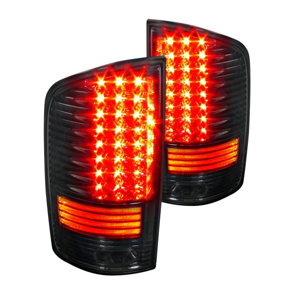 Spec-D® - Black/Smoke Fiber Optic LED Tail Lights, Dodge Ram