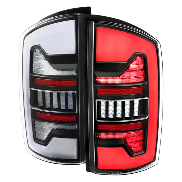 Spec-D® - Matte Black Fiber Optic LED Tail Lights, Dodge Ram