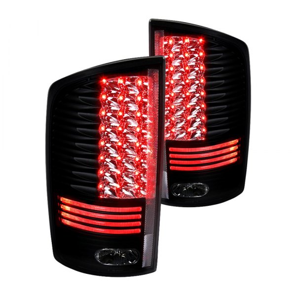 Spec-D® - Black Fiber Optic LED Tail Lights, Dodge Ram