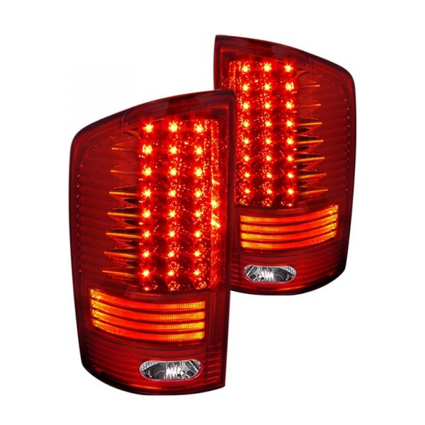 Spec-D® - Chrome/Red Fiber Optic LED Tail Lights, Dodge Ram