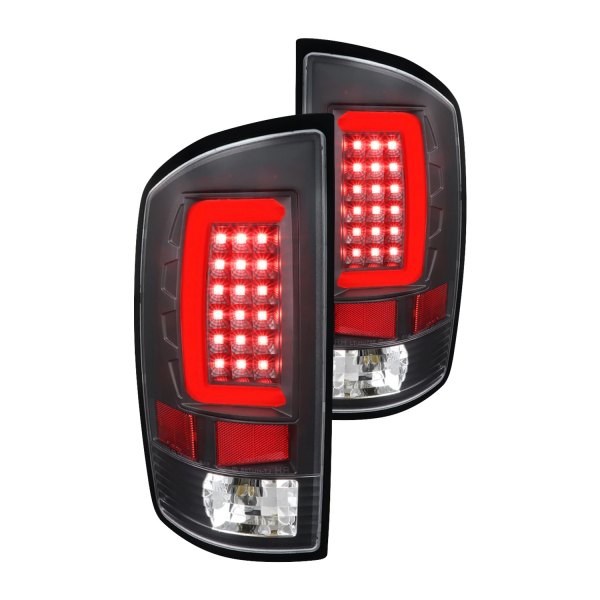 Spec-D® - Black Fiber Optic LED Tail Lights, Dodge Ram