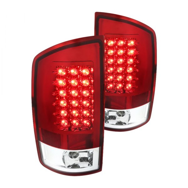 Spec-D® - Chrome/Red LED Tail Lights, Dodge Ram