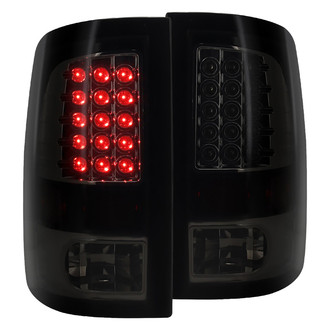 Spec-D® LT-RAM09BBLED-TM - Driver and Passenger Side Gloss Black/Smoke LED Tail Lights