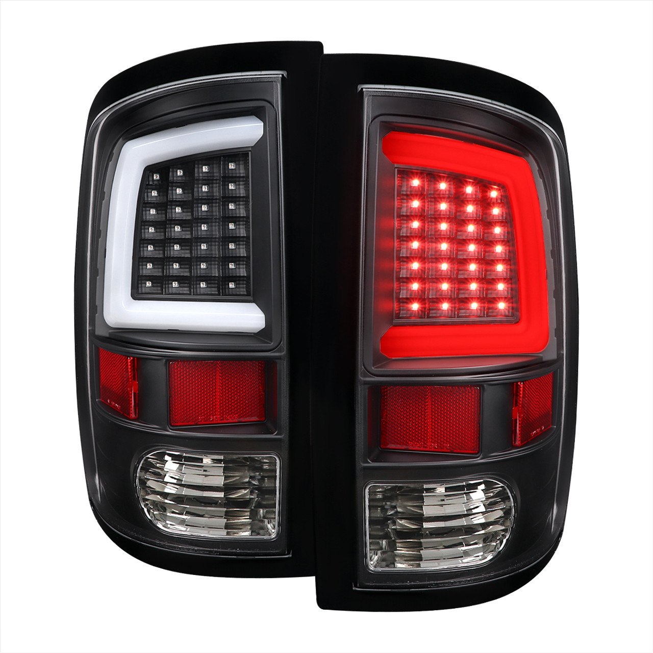 SpecD® Ram 1500 with Factory Halogen Tail Lights 2011 Matte Black Fiber Optic LED Tail Lights