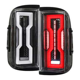 Spec-D® - Driver and Passenger Side Jet Black/Clear Fiber Optic LED Tail Lights