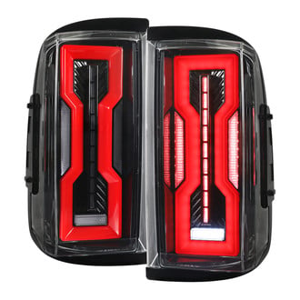 Spec-D® - Driver and Passenger Side Jet Black/Clear Fiber Optic LED Tail Lights