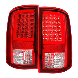 Spec-D® - Driver and Passenger Side Chrome/Red C-Bar Fiber Optic LED Tail Lights