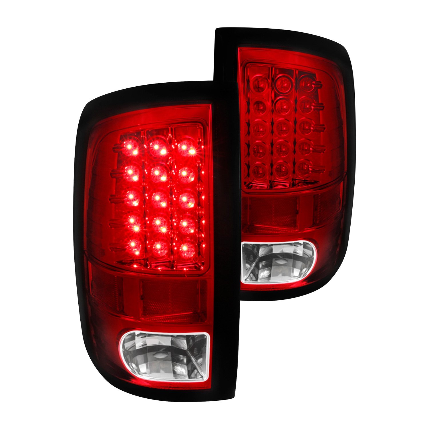 Spec-D® - Ram 1500 with Factory Halogen Tail Lights 2014 Chrome/Red LED ...