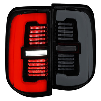 Spec-D® - Driver and Passenger Side Gloss Black/Smoke Sequential Fiber Optic LED Tail Lights