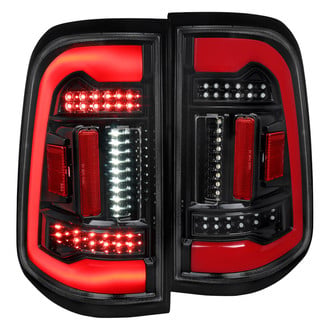 Spec-D® - Driver and Passenger Side Gloss Black/Red Fiber Optic LED Tail Lights