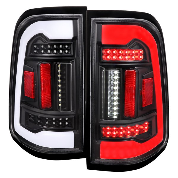 Spec-D® - Matte Black Fiber Optic LED Tail Lights, Dodge Ram