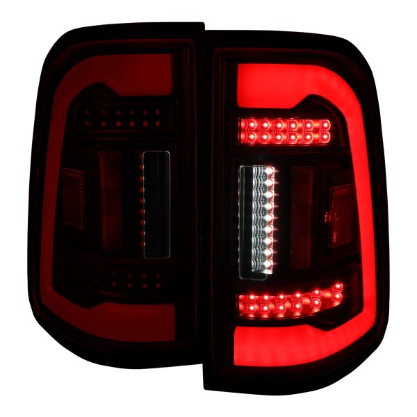 Spec-D® - Gloss Black/Smoke Fiber Optic LED Tail Lights, Ram 1500