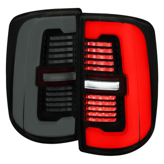 Spec-D® - Driver and Passenger Side Gloss Black/Smoke Sequential Fiber Optic LED Tail Lights