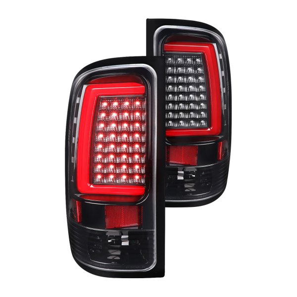 Spec-D® - Gloss Black Fiber Optic LED Tail Lights, GMC Sierra 2500