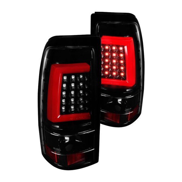 Spec-D® - Gloss Black/Red C-Shape Fiber Optic LED Tail Lights