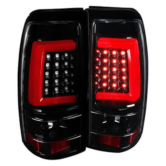 Spec-D® - Driver and Passenger Side Gloss Black/Red C-Shape Fiber Optic LED Tail Lights