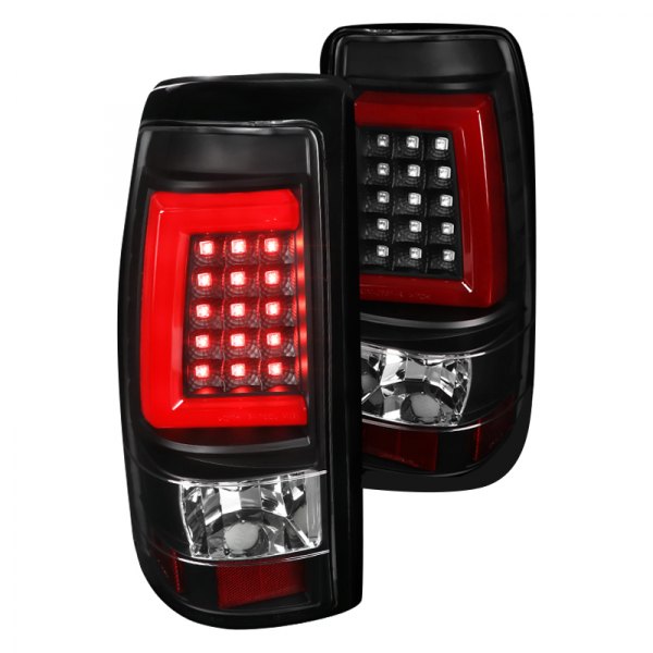 Spec-D® - Black Fiber Optic LED Tail Lights, Chevy Silverado 1500
