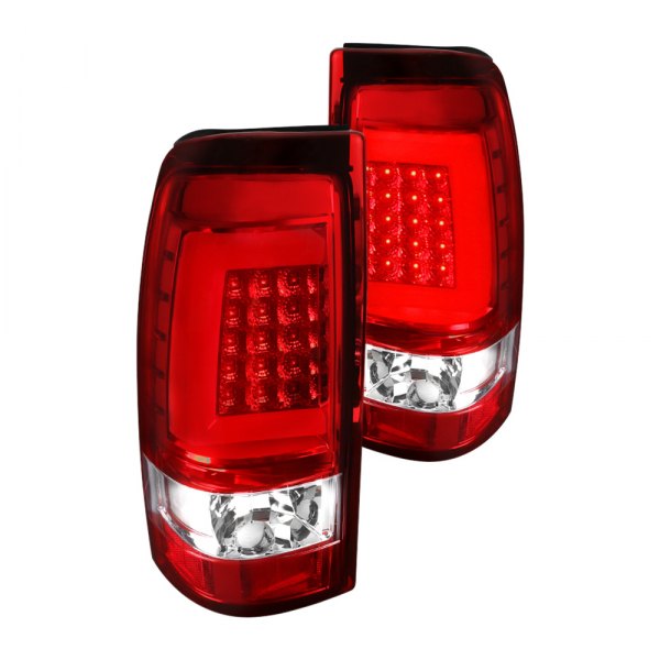 Spec-D® - Chrome/Red C-Shape Fiber Optic LED Tail Lights