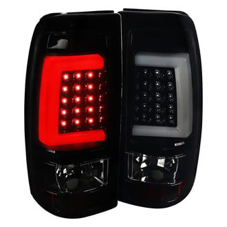 Spec-D® - Driver and Passenger Side Glossy Black/Smoke Fiber Optic LED Tail Lights