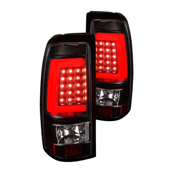 Spec-D® - Black Fiber Optic LED Tail Lights, Chevy Silverado