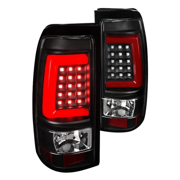 Spec-D® - Black Fiber Optic LED Tail Lights, GMC Sierra 2500