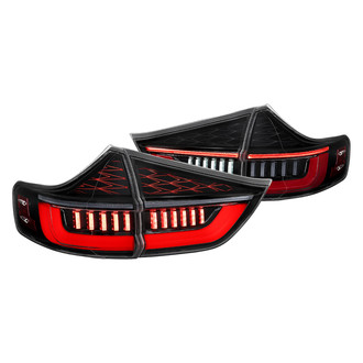 Spec-D® - Driver and Passenger Side Glossy Black Sequential Fiber Optic LED Tail Lights