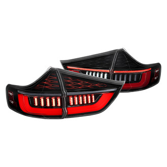 Spec-D® - Driver and Passenger Side Glossy Black Sequential Fiber Optic LED Tail Lights