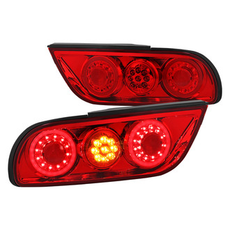 Spec-D® - Driver and Passenger Side Chrome/Red Fiber Optic LED Tail Lights