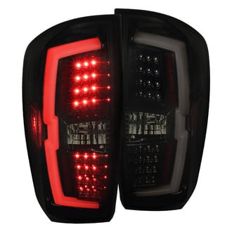 Spec-D® - Driver and Passenger Side Gloss Black/Smoke Fiber Optic LED Tail Lights