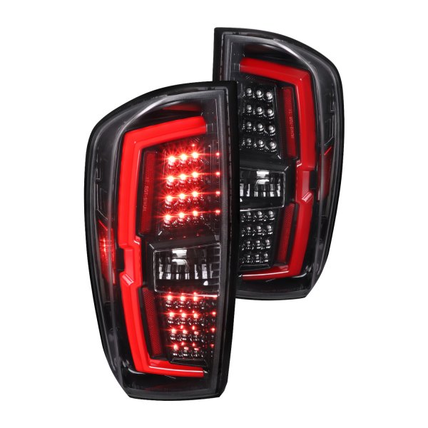 Spec-D® - Gloss Black Fiber Optic LED Tail Lights, Toyota Tacoma