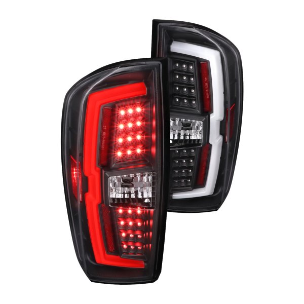 Spec-D® - Matte Black Fiber Optic LED Tail Lights, Toyota Tacoma