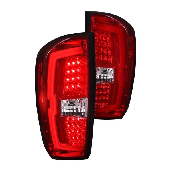 Spec-D® - Chrome/Red Fiber Optic LED Tail Lights, Toyota Tacoma