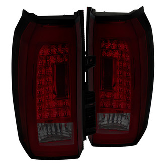 Spec-D® - Driver and Passenger Side Chrome Red/Smoke Fiber Optic LED Tail Lights