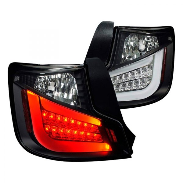 Spec-D® - Black/Red Fiber Optic LED Tail Lights, Scion tC