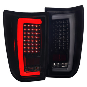 Spec-D® - Driver and Passenger Side Gloss Black/Smoke Fiber Optic LED Tail Lights