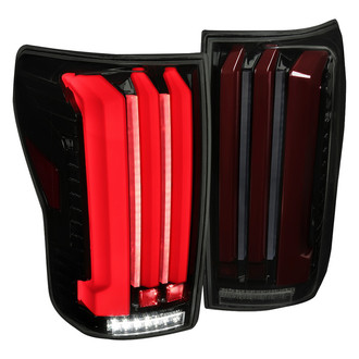 Spec-D® - Driver and Passenger Side Gloss Black/Smoke Sequential Fiber Optic LED Tail Lights