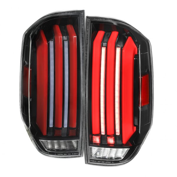 Spec-D® - Gloss Black Sequential Fiber Optic LED Tail Lights, Toyota Tundra