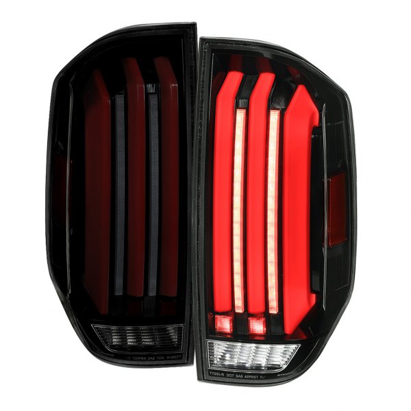Spec-D® - Gloss Black/Smoke Sequential Fiber Optic LED Tail Lights, Toyota Tundra